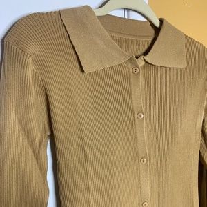 Long collar tan dress